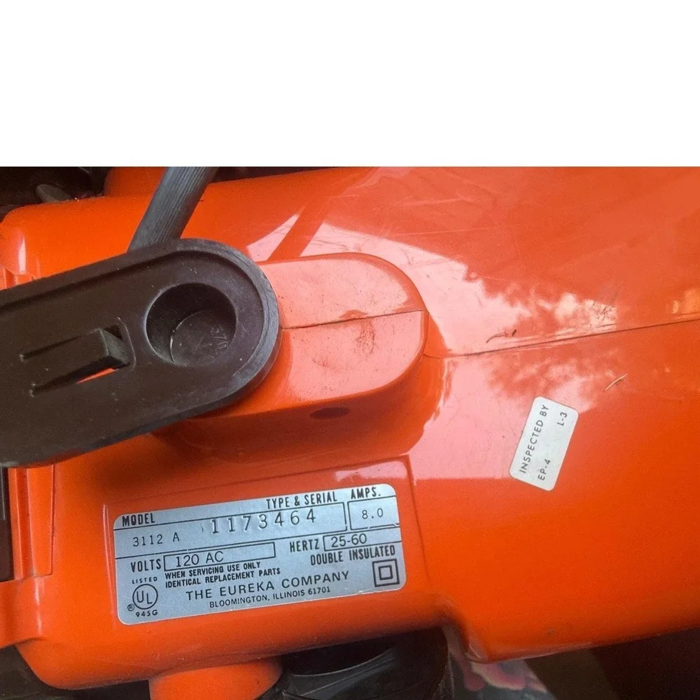 Vintage Eureka Vacuum Mighty Mite 3112A Orange Canister 2.0 Works well! Tested